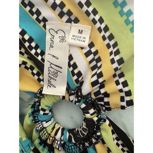 Emma & Michele M Multicolor Diagonal Puzzle Striped Keyhole Racerback Maxi Dress - Picture 6 of 6